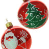 Набор: два елочных шара "Дед Мороз с елкой" d 70 мм