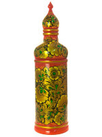 Футляр-штоф для бутылки "Кудрина на красном" 370х100 Хохлома