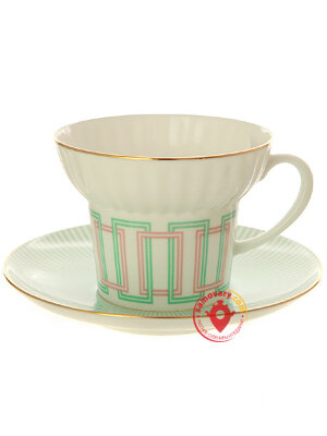 Чашка с блюдцем чайная форма Волна рисунок Геометрия № 4 ИФЗ